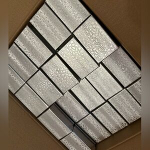 92 Cotton Filled Cardboard Paper Silver Boxes